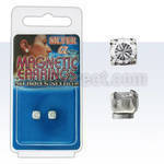 mgcz5 pair of silver magnetic earring studs with 5mm clear cz