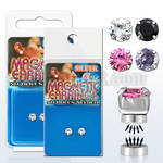 mgcz5m pair of silver magnetic earring studs with 5mm color cz