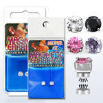 mgcz6m pair of silver magnetic earring studs with 6mm color cz