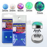 mger18 316l steel magnetic earring with synthetic opal top