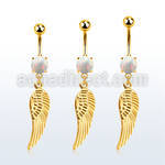 mgo584x gold steel belly banana w opal  colored bird wing
