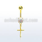 mgocrs gold steel belly banana w opal  plain simple cross