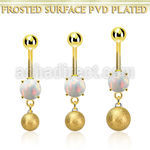 mgofot gold steel belly banana w opal  8mm frosted ball