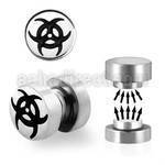 mip13 316l steel magnetic fake plug w bio hazard logo