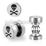 mip7 316l steel magnetic fake plug with skull bones logo