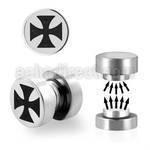 mip9 316l steel magnetic fake plug with iron cross logo