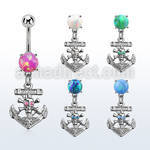moop691 steel belly banana w 7mm opal dangling anchor skull