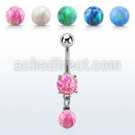 moopb6 steel belly banana w synthetic opal dangling opal ball