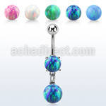 moopb8 steel belly banana w 7mm opal dangling 8mm opal ball
