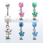 moopfl15 steel belly banana w 7mm opal dangling flower 5 petals