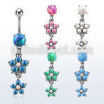 moopfl17 steel belly banana w 7mm opal dangling double flower