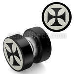 mpls3 black 316l steel magnetic fake plug w cross logo