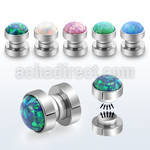 mpmo 316l steel magnetic fake plug w synthetic opal top