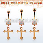 mrocro rose gold steel belly banana w opal vintage cross