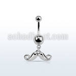 msd519 316l steel belly banana w dangling happy mustache