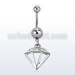msd575 316l steel belly banana w a diamond shaped dangling