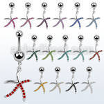 msd643 316l steel belly banana w plain ball crystal star fish