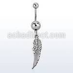 msd653 316l steel belly banana w a dangling plain bird wing