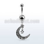 msd730 316l steel belly banana w a dangling moon w a star