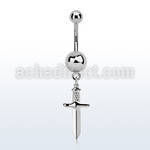 msd768 steel belly banana 14g w 5 & 8mm plain ball w dagger