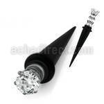 mvtpz6 black acrylic magnetic fake taper w o rings prong cz