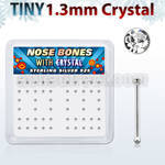 nb6cx box of silver nose bones w 1 25mm clear crystal tops