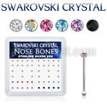 nb9mxsw 925 silver nose bones assorted swarovski crystal