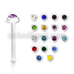 nbac5 clear acrylic nose bone with heart top center crystal