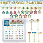nbbxm7mg 18k gold plated silver nose bones color flower