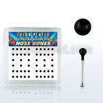 nbkbbx2 box w silver nose bones, w 2mm black plated ball tops