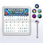 nbmabm box of silver nose bones w ab crystals size 1 4 1 5 2mm