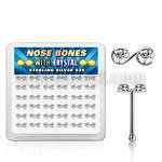 nbmsbxc box silver nose bones w music note shaped tops w crystal