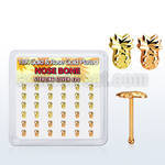 nbmxpa36 box w silver nose bone w gold rose gold pineapple top