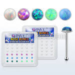 nbo25 box w 36 pc of 925 silver nose bones w 2.5mm opals glued