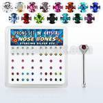 nbp14mx box w silver nose bonesw 2mm mix color round crystal top