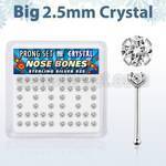 nbp19cx box of silver nose bones w 2 5mm clear prong set crystal