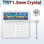 nbp6cx box of silver nose bones w 1 25mm clear prong crystal