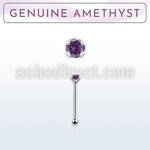 nbpge1 925 silver nose bone w a amethyst stone