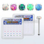 nbpo15 box w silver nose bones w prong set round synthetic opal