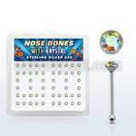 nbrdbxab box of silver nose bones with clear ab crystal tops