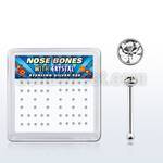 nbrdbxc box of silver nose bones with clear crystal tops