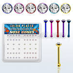 nbrdpbxc box of color plated silver nose bones w clear crystals
