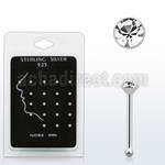 nbrdpk pack of silver nose bones with round clear crystals