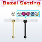 nbsbt20 anodized steel nose bone w round top w bezel set crystal