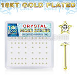 nbstxcg 18k gold plated silver nose bones clear star