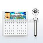 nbsxc box of 316l steel nose bones w 2mm round clear crystal