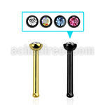 nbts anodized 316l steel nose bone w clear round crystal top