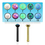 nbtsop anodized steel nose bone w round synthetic opal top