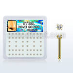 nbtz2xc box w gold plated gold steel nose bones w 2mm clear czs