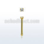 nbtzr15 gold steel nose bone, 20g w prong set 1.5mm round cz